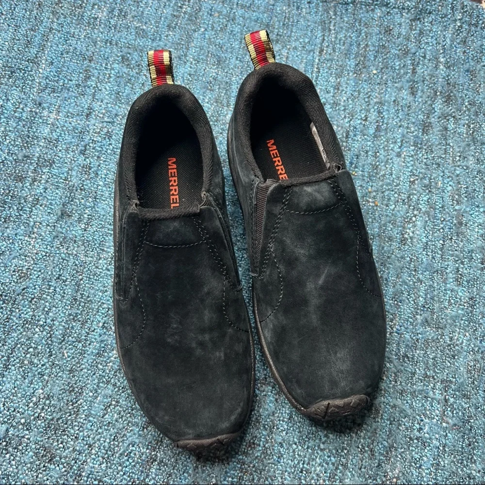 Merrell Jungle Moc Slip On Shoes in Black Suede Leather Womens 6.5 Outdoors Hike